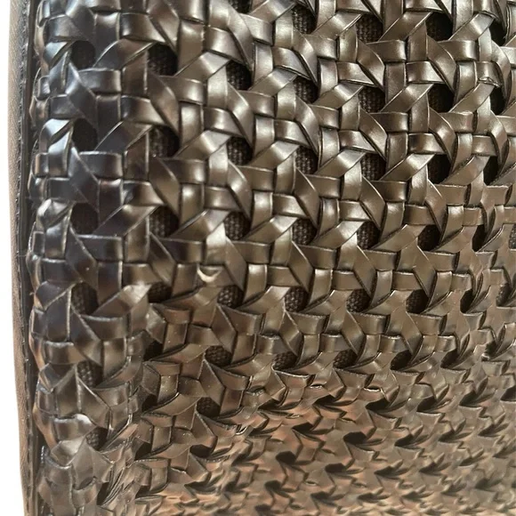 Tory Burch Black Woven Gold Hardware Tote - Picture 12 of 14